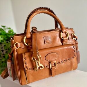SOLD. Dooney & Bourke Florentine Leather Medium Pocket Satchel in Natural NWOT